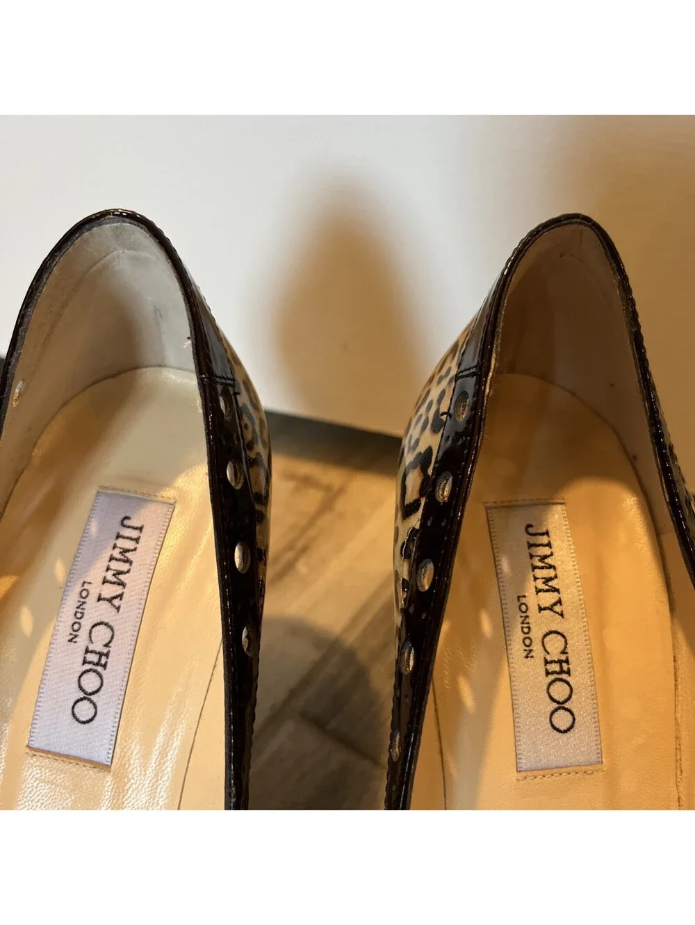 JIMMY CHOO ANIMAL PRINT PATENT LEATHER HEELS SIZE IT36.5/US6.5 MADE IN ITALY VGC